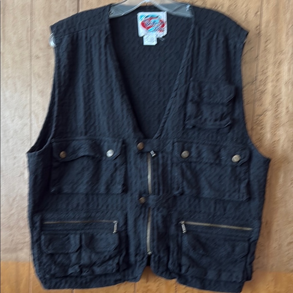 Vintage Protest Blues Black Cargo Fishing Vest